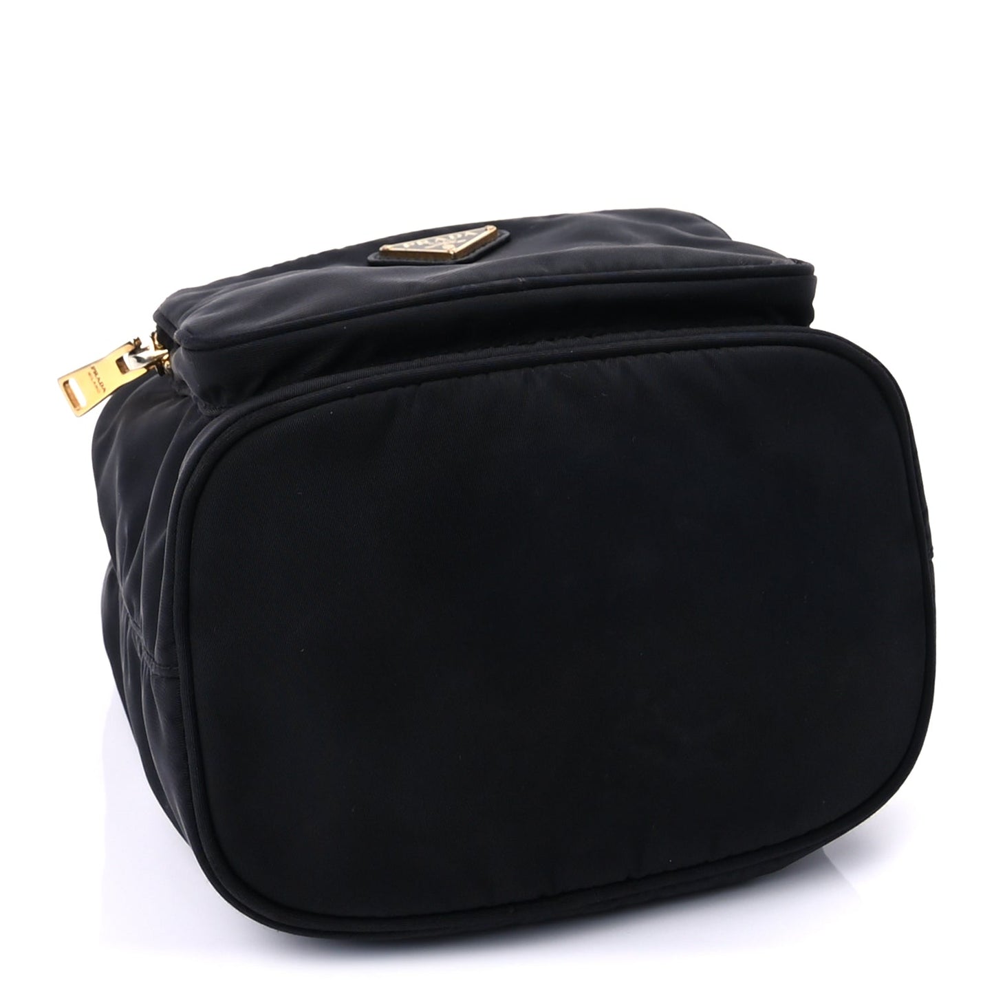 Prada Nylon Vela Saffiano Mini Bucket Crossbody Bag  Black