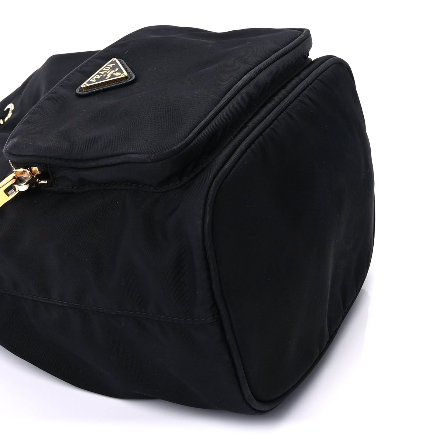 Prada Nylon Vela Saffiano Mini Bucket Crossbody Bag  Black