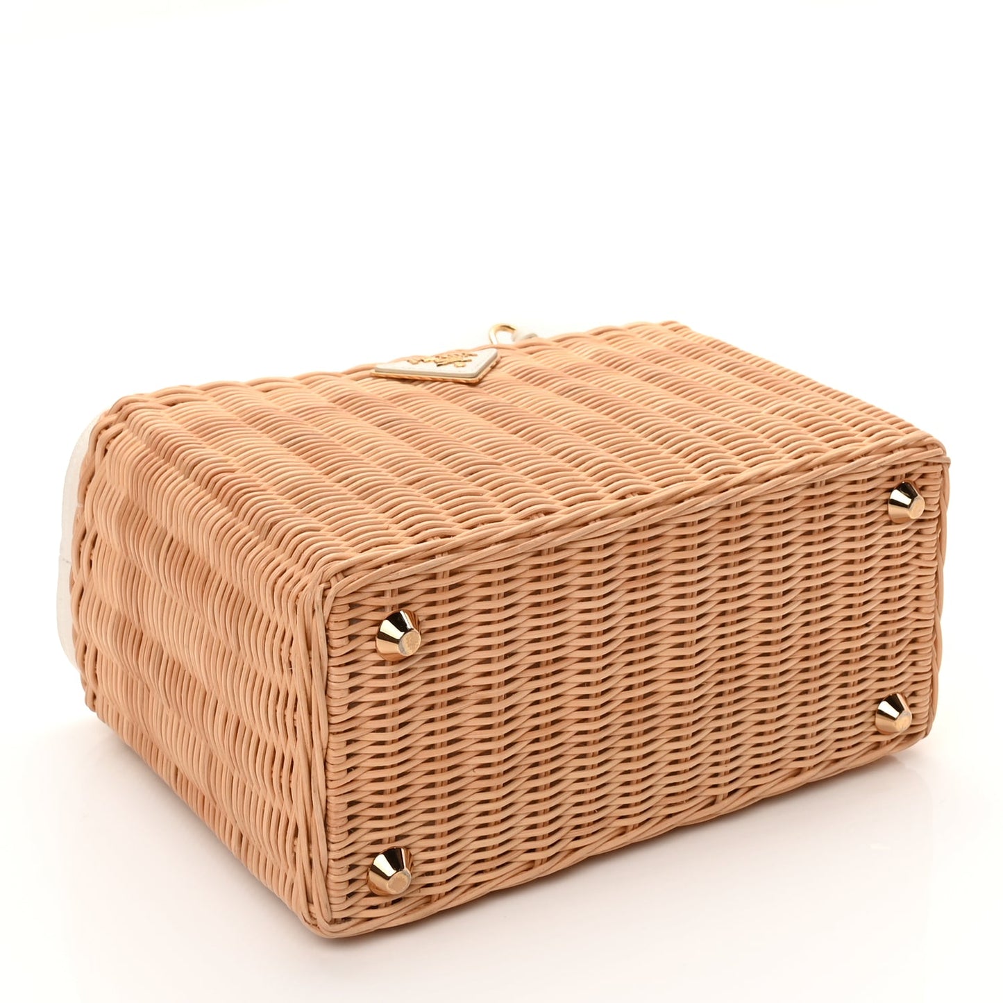 Prada Wicker Canvas Tote Naturale White