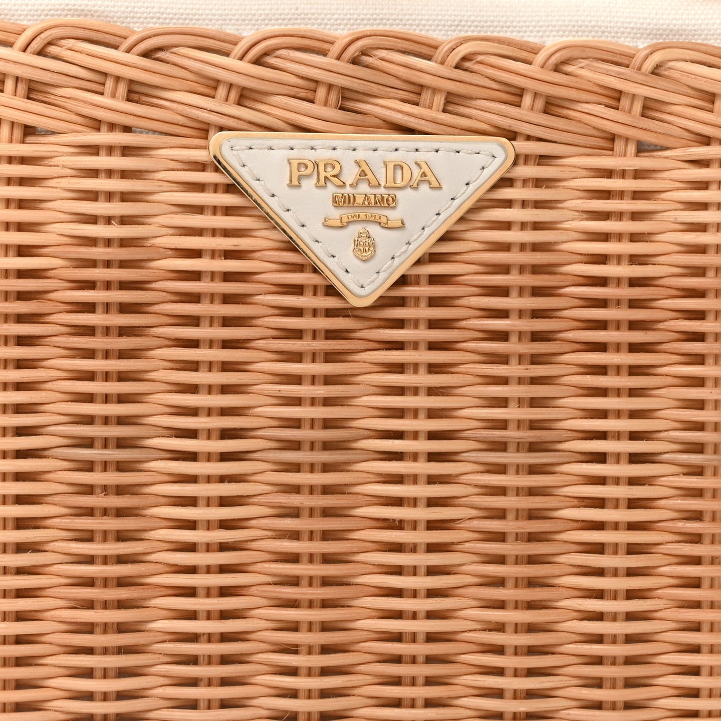 Prada Wicker Canvas Tote Naturale White
