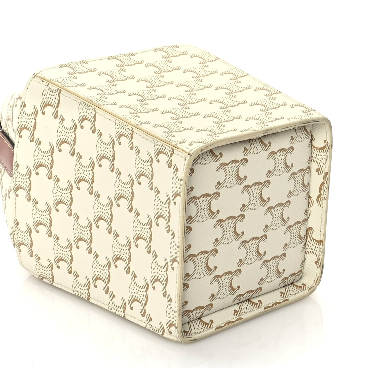 Celine Triomphe Canvas Calfskin Strap Box Bag White