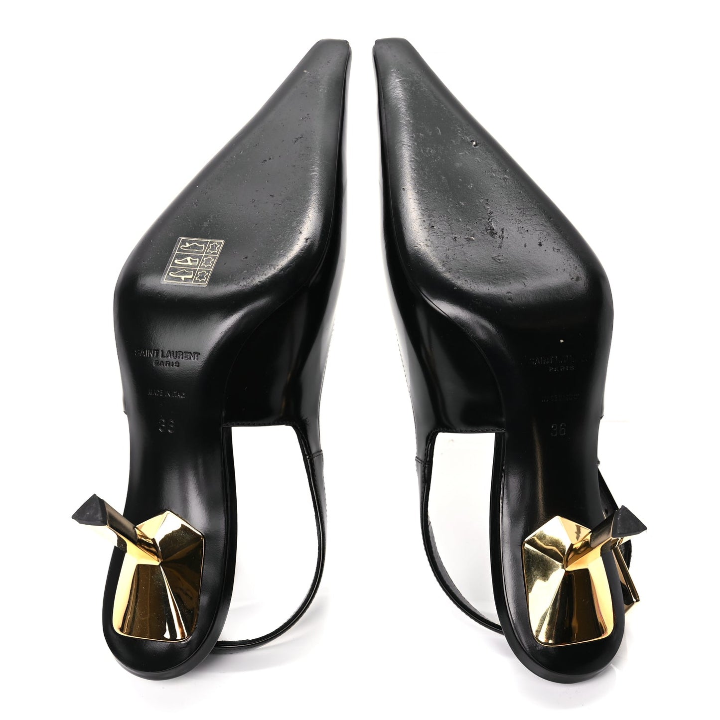 Saint Laurent Vitello Marilyn Lee 75 Slingback Pumps 36 Black