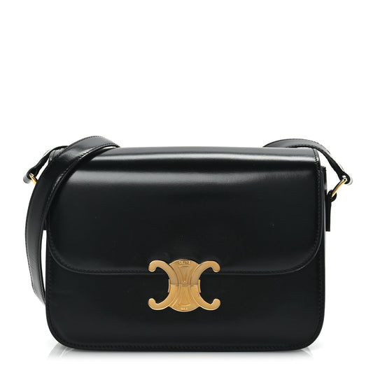 Celine Shiny Calfskin Medium Triomphe Black
