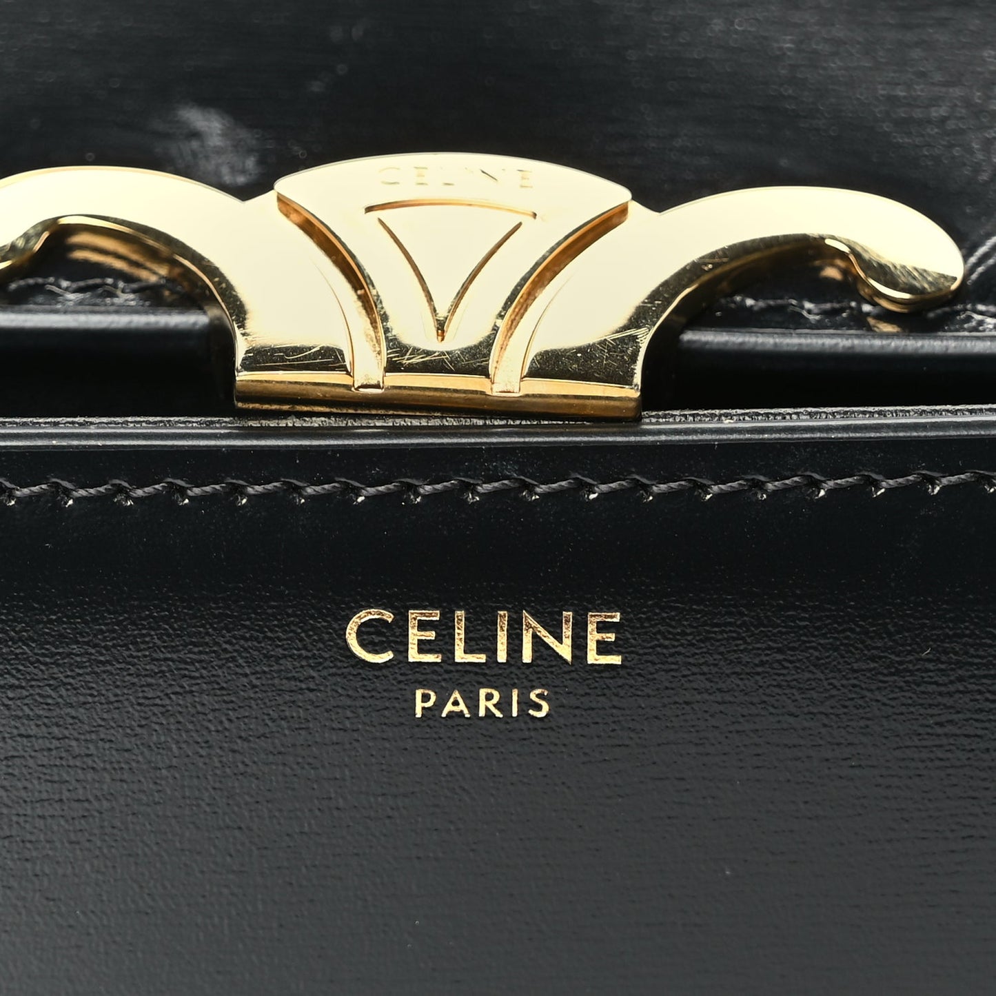 Celine Shiny Calfskin Medium Triomphe Black