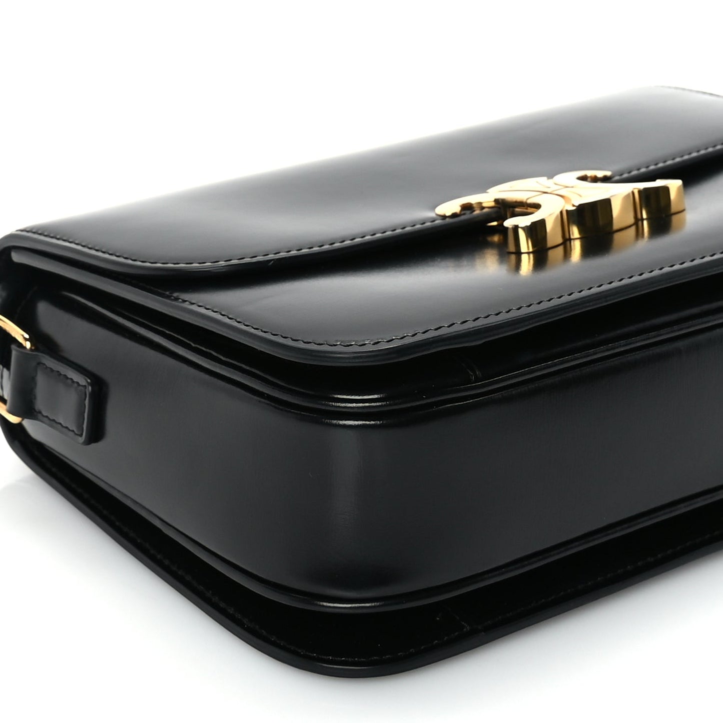 Celine Shiny Calfskin Medium Triomphe Black