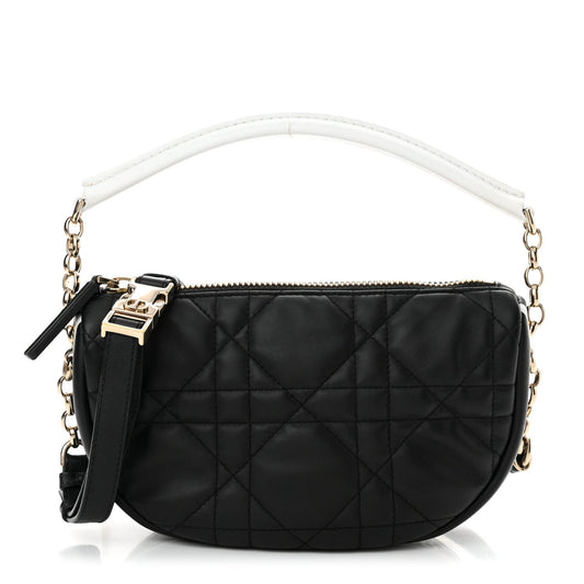 Christian Dior Lambskin Cannage Small Dior Vibe Hobo Bag Black