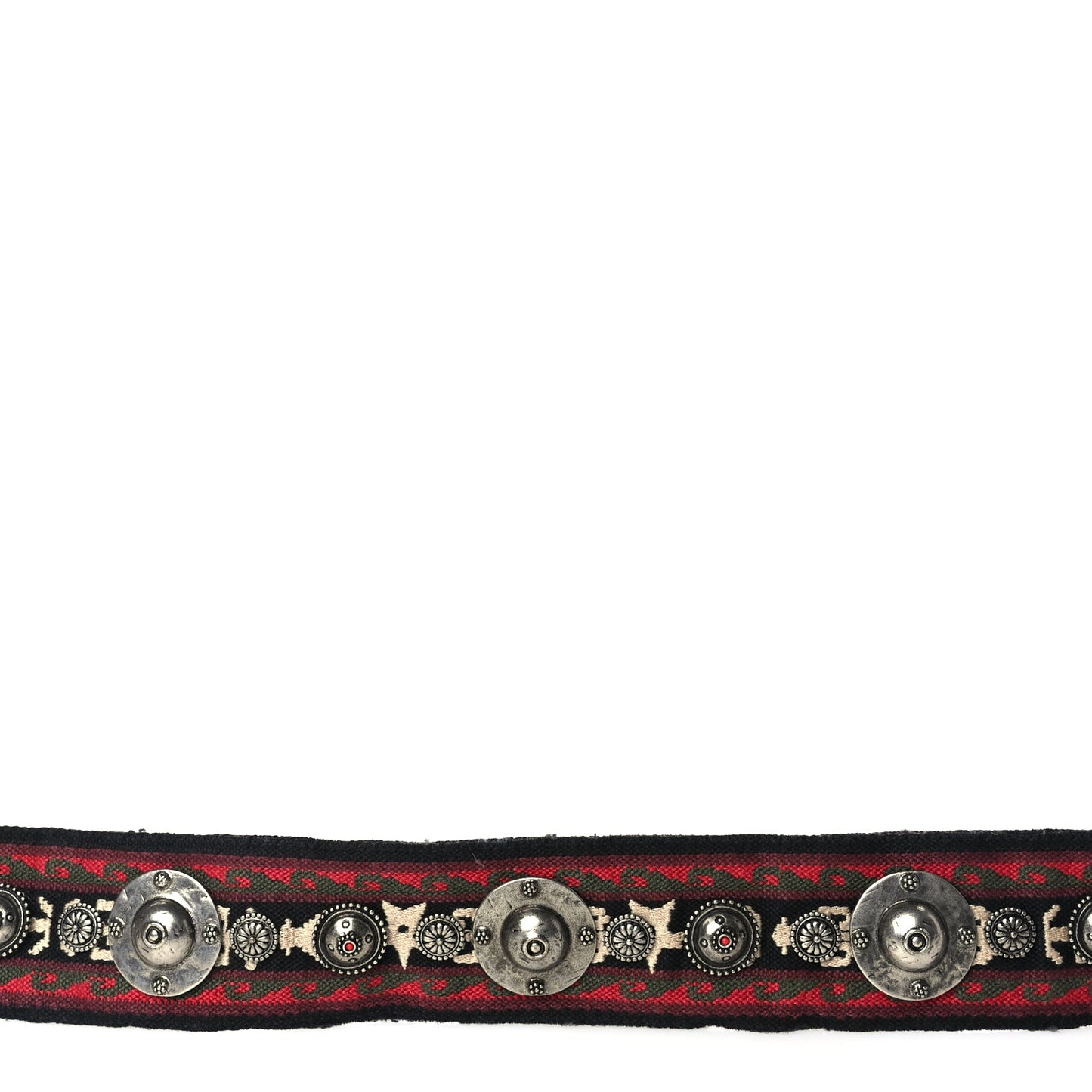 Christian Dior Canvas Embroidered Studded Bohemian Shoulder Strap Red