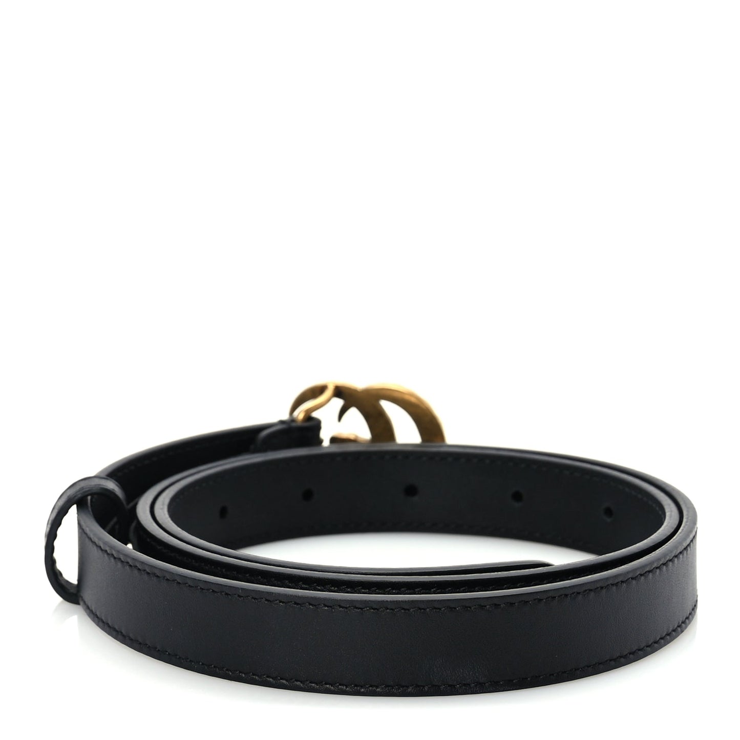 Gucci Moon Calfskin Pearl Double G 20mm Belt 80 32  Black Cream