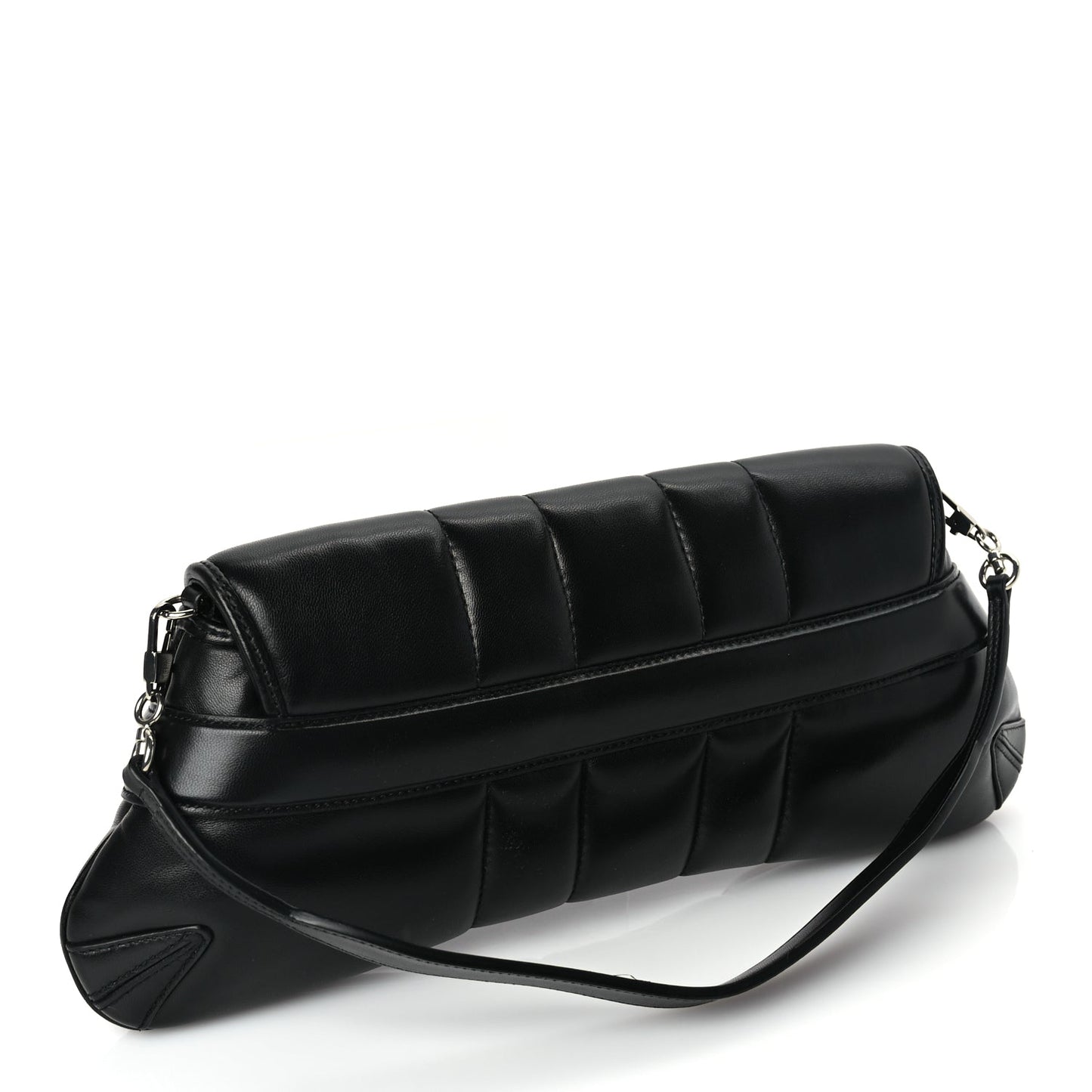 Gucci Nappa Vertical Matelasse Medium Maxi Horsebit Chain Shoulder Bag Black