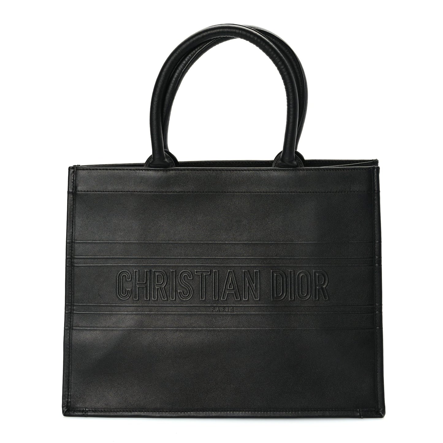 Christian Dior Calfskin Embossed Medium Book Tote Black