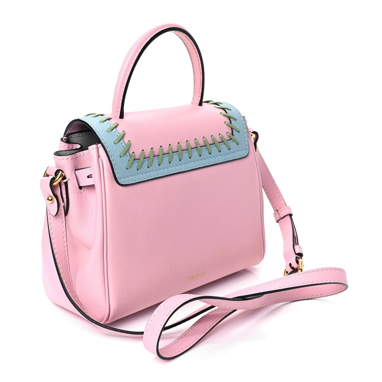 Versace Calfskin Whipstitch La Medusa Top Handle Handbag English Rose English Rose