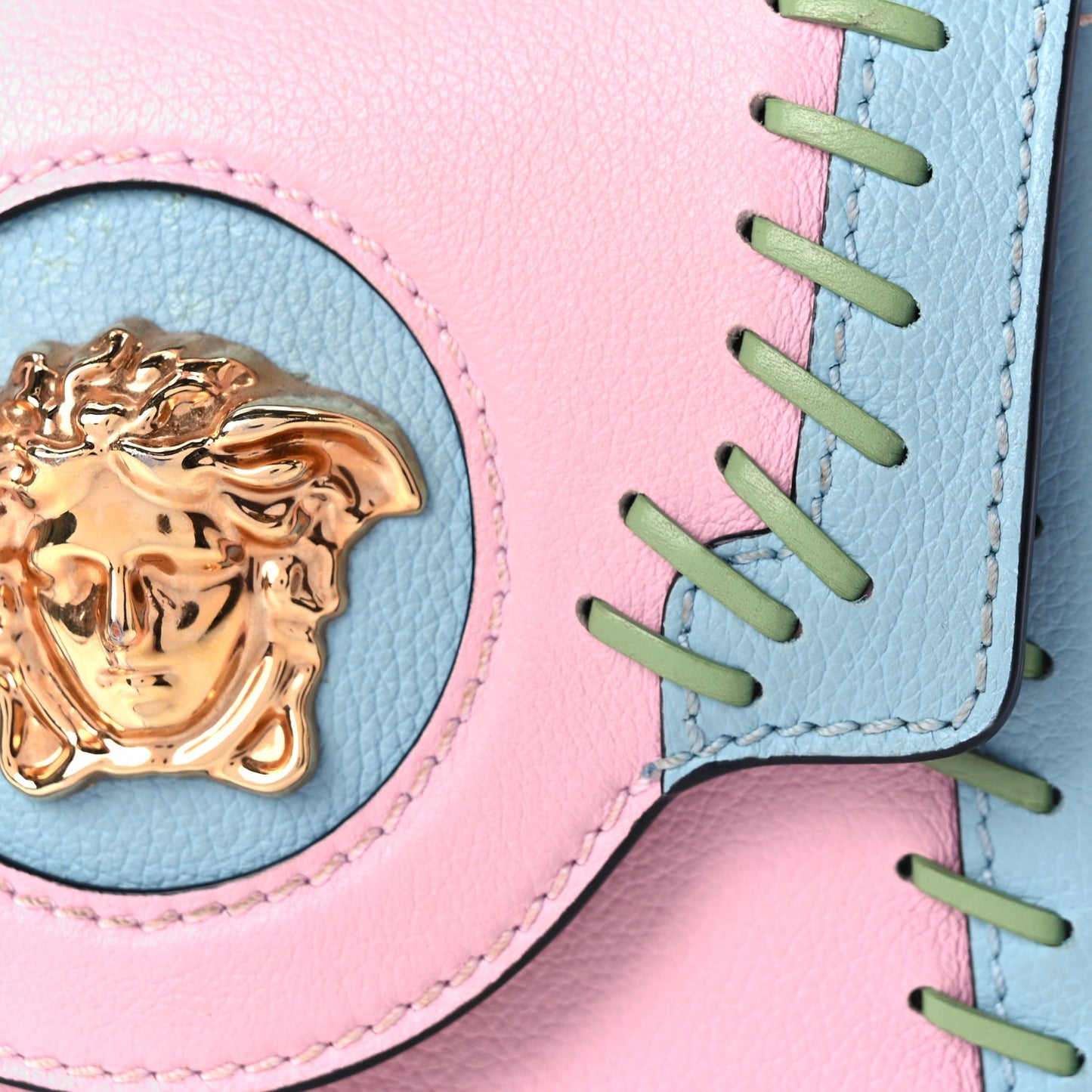 Versace Calfskin Whipstitch La Medusa Top Handle Handbag English Rose English Rose