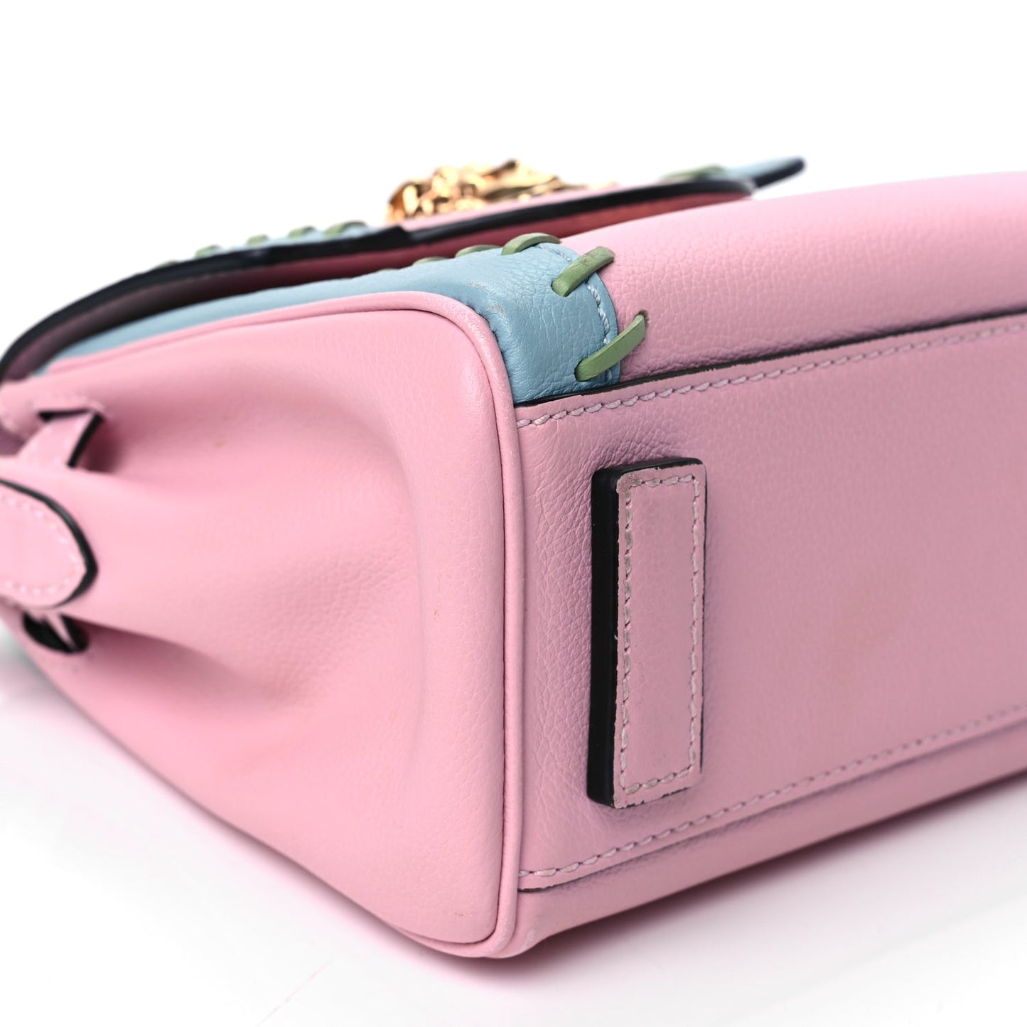 Versace Calfskin Whipstitch La Medusa Top Handle Handbag English Rose English Rose
