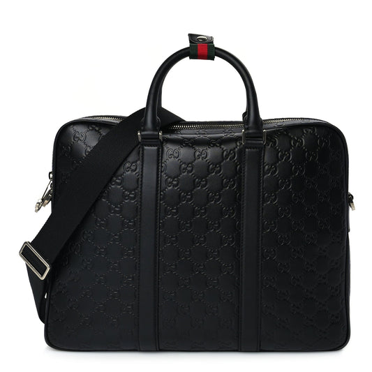 Gucci Calfskin GG Emblem Large Briefcase Black