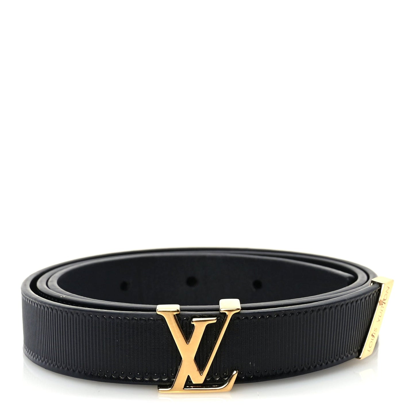 Louis Vuitton Calfskin Embossed 20MM LV Initiales Belt 80 32 Black