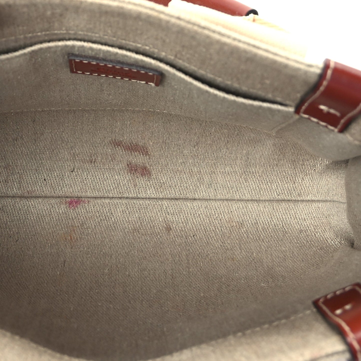 Chloe Cotton Calfskin Small Woody Ribbon Tote  White Brown