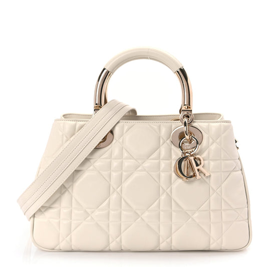 Christian Dior Calfskin Cannage Medium The Lady 95.22  White
