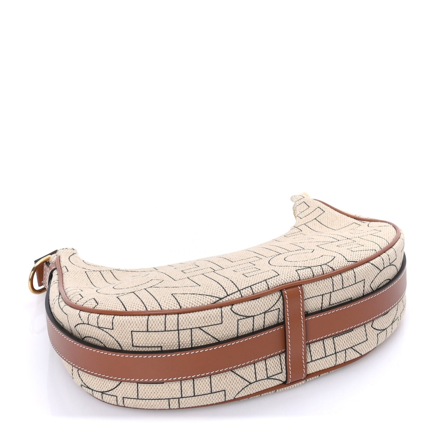 Celine Canvas Calfskin All Over Print Medium Ava Shoulder Bag  Natural Tan