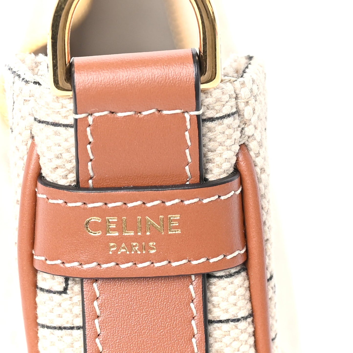 Celine Canvas Calfskin All Over Print Medium Ava Shoulder Bag  Natural Tan