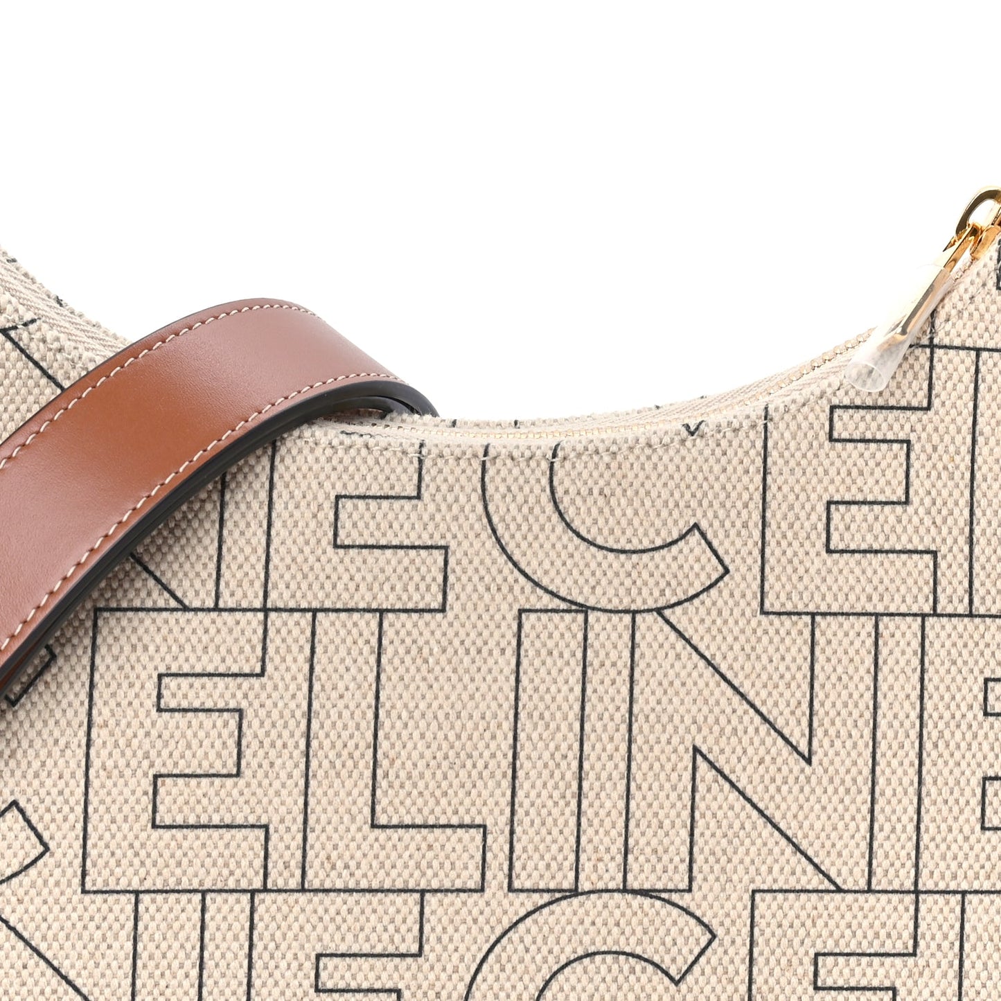 Celine Canvas Calfskin All Over Print Medium Ava Shoulder Bag  Natural Tan