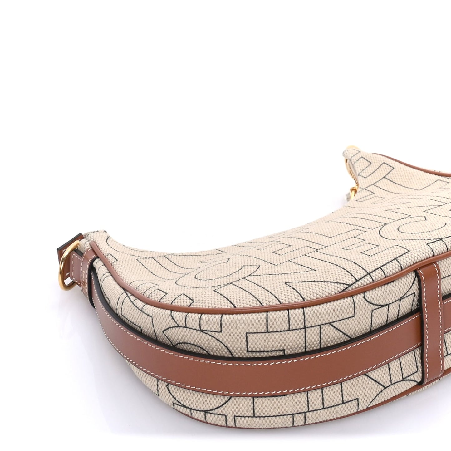 Celine Canvas Calfskin All Over Print Medium Ava Shoulder Bag  Natural Tan