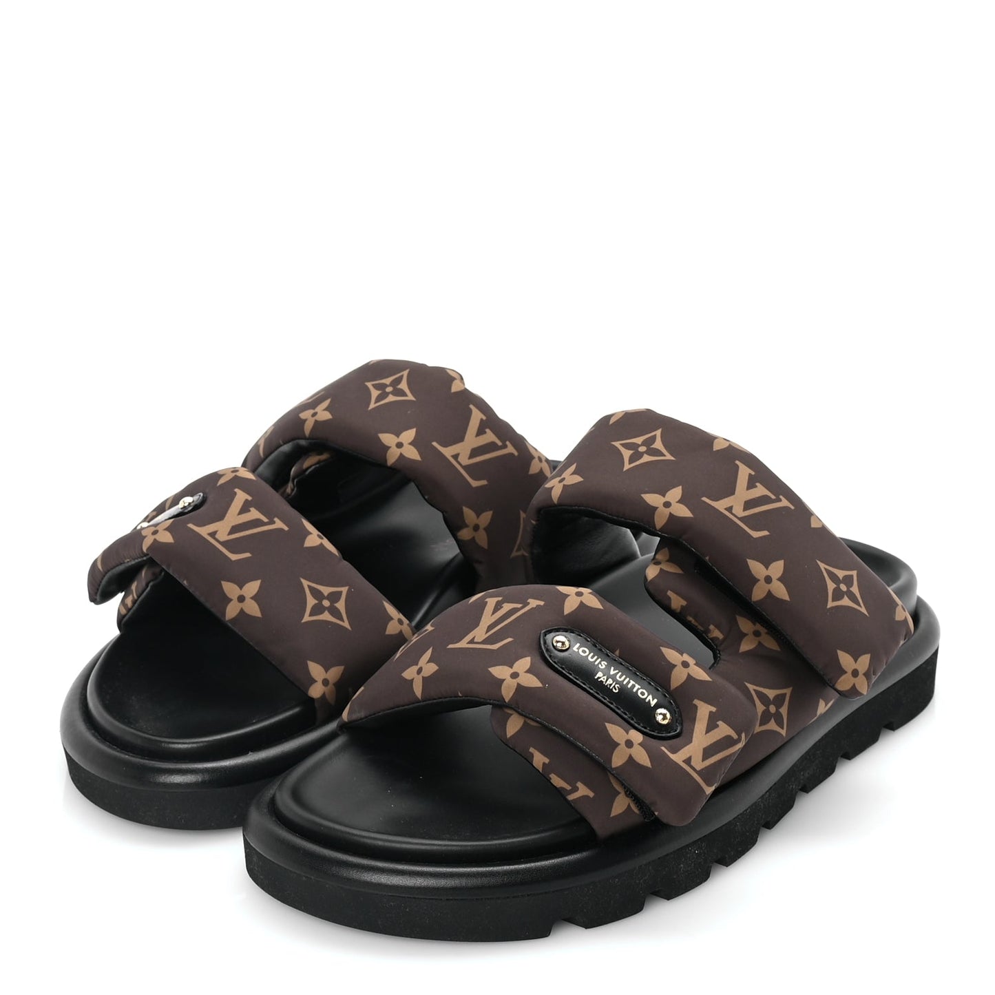 Louis Vuitton Nylon LV Pool Pillow Flat Comfort Mules 40  Cacao Brown