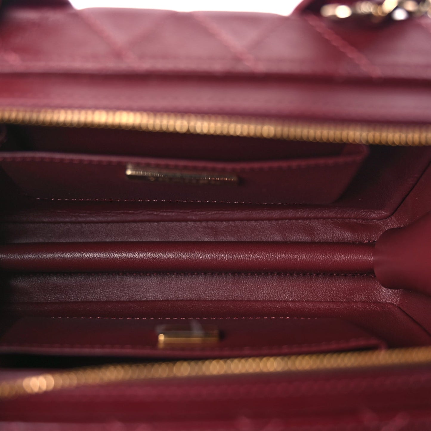 Chanel Calfskin Quilted Studded Square Vanity Case Burgundy