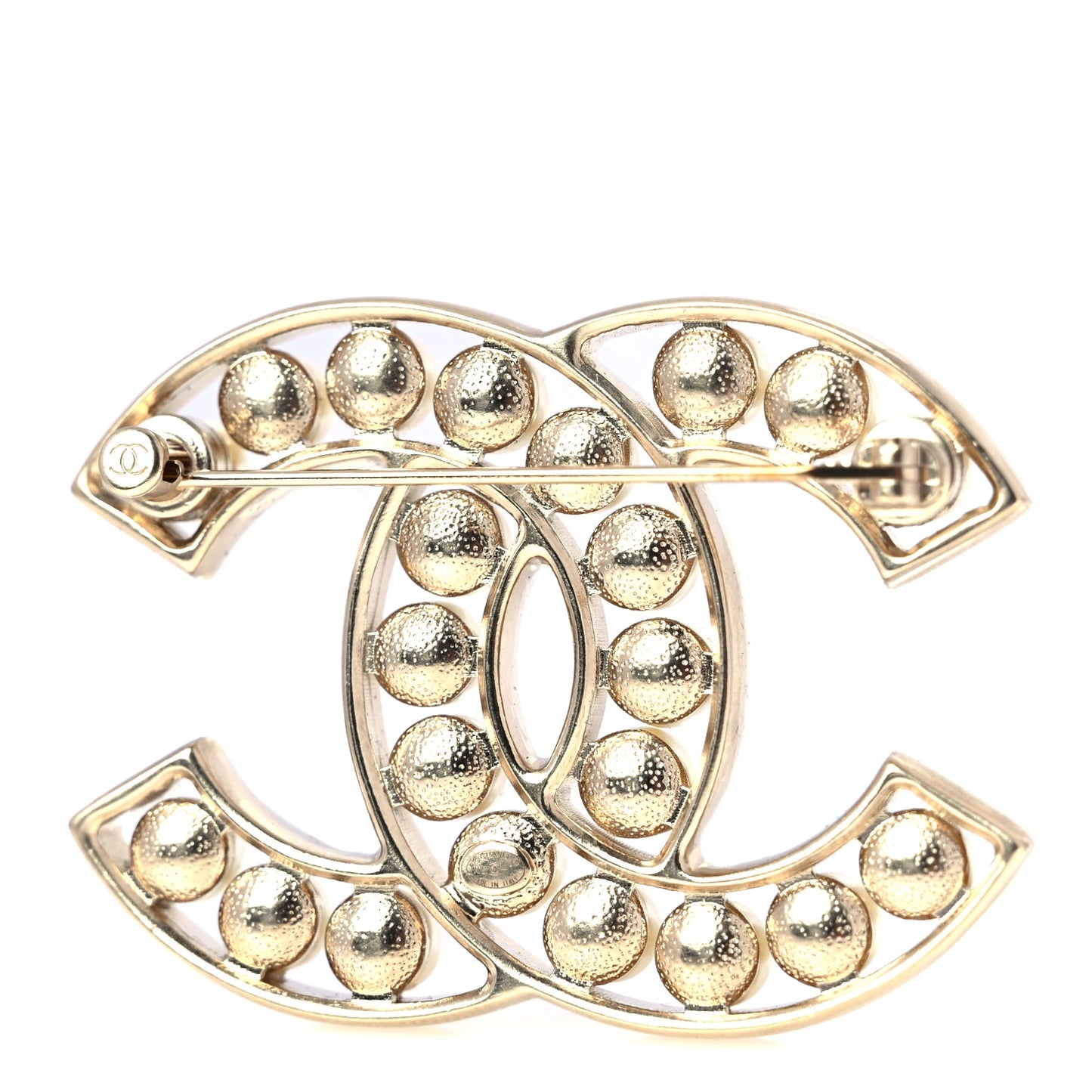 Chanel Pearl CC Brooch Light Gold