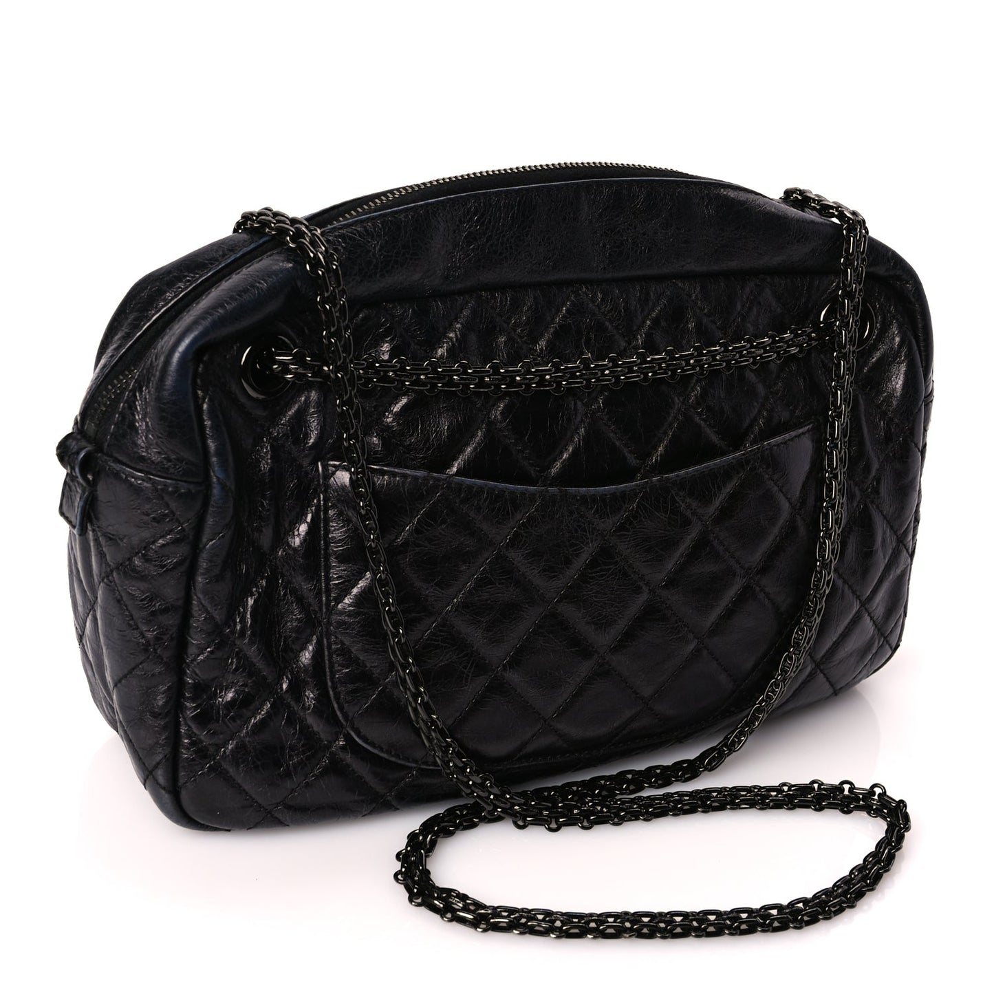 Chanel Metallic Aged Calfskin Quilted Medium Reissue Camera Case Black