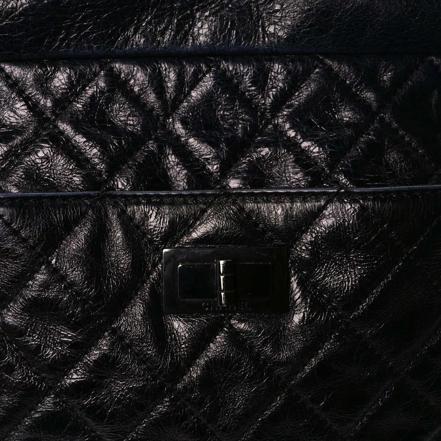 Chanel Metallic Aged Calfskin Quilted Medium Reissue Camera Case Black