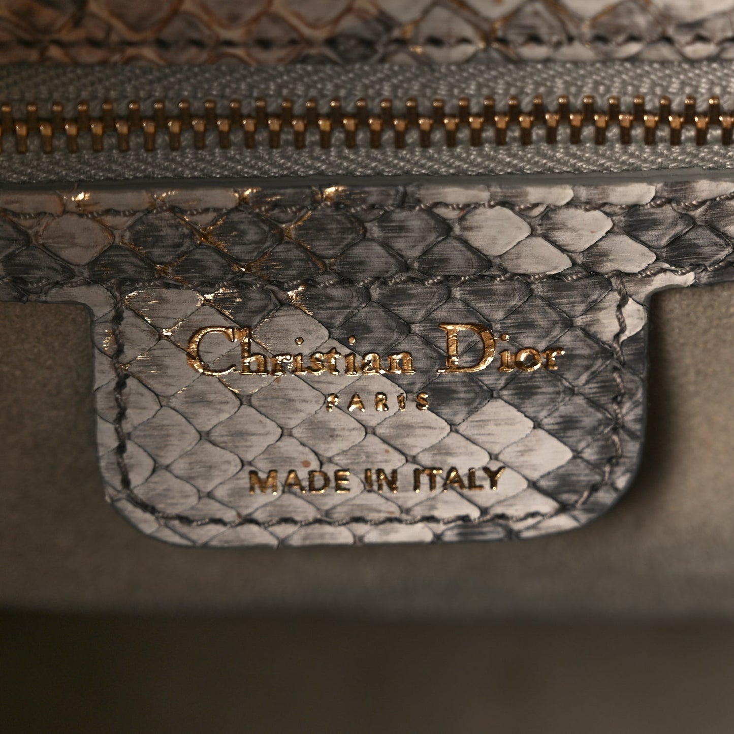 Christian Dior Snakeskin Large Lady Dior Beige