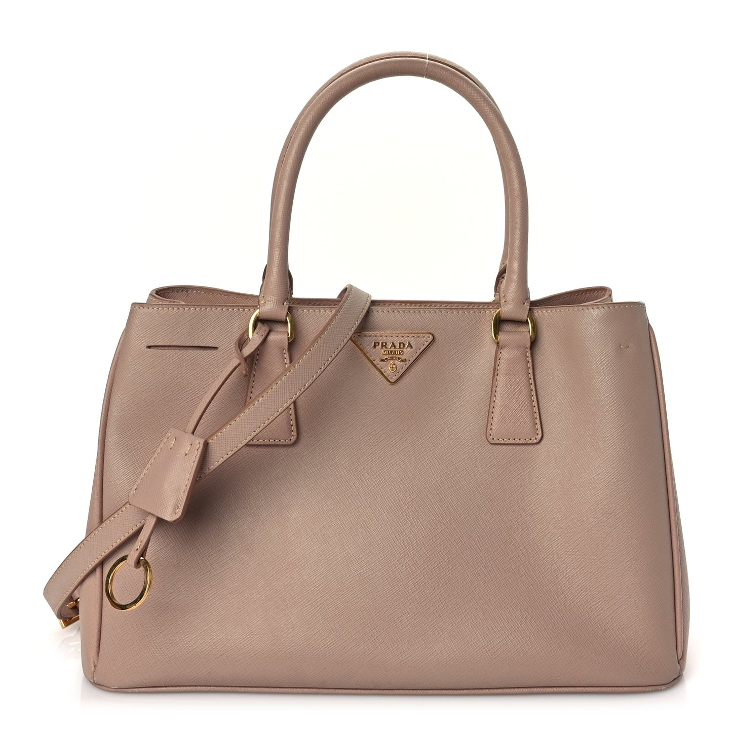 Prada Saffiano Medium Galleria Double Zip Tote Cammeo
