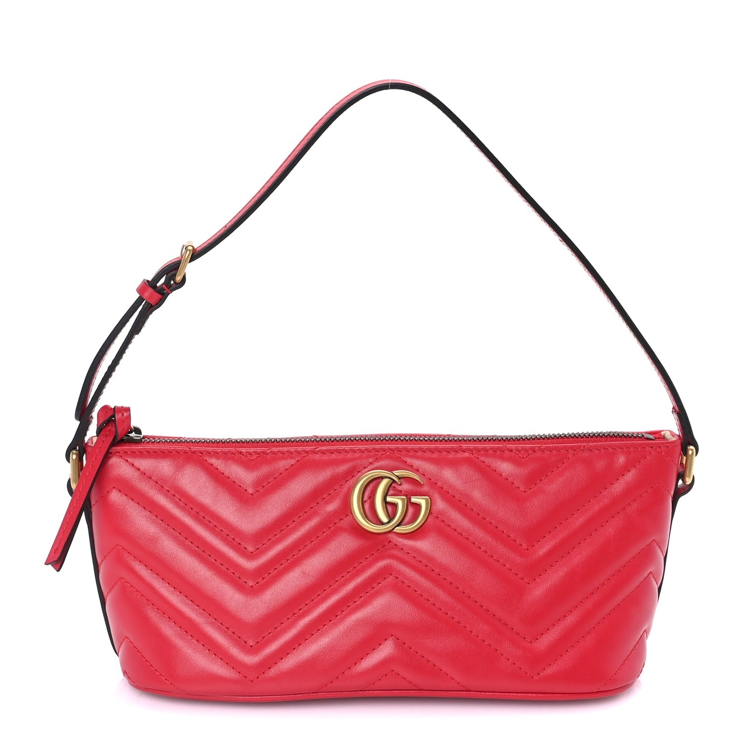 Gucci Calfskin Matelasse Chevron GG Marmont Sling Shoulder Bag  Rosso