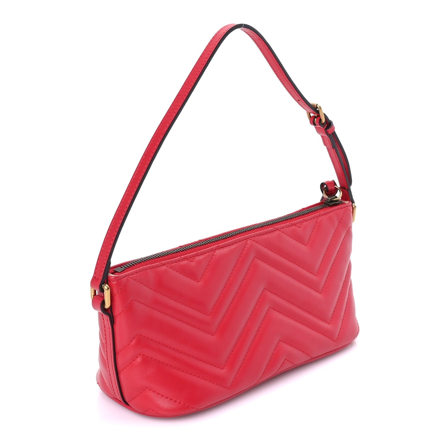 Gucci Calfskin Matelasse Chevron GG Marmont Sling Shoulder Bag  Rosso