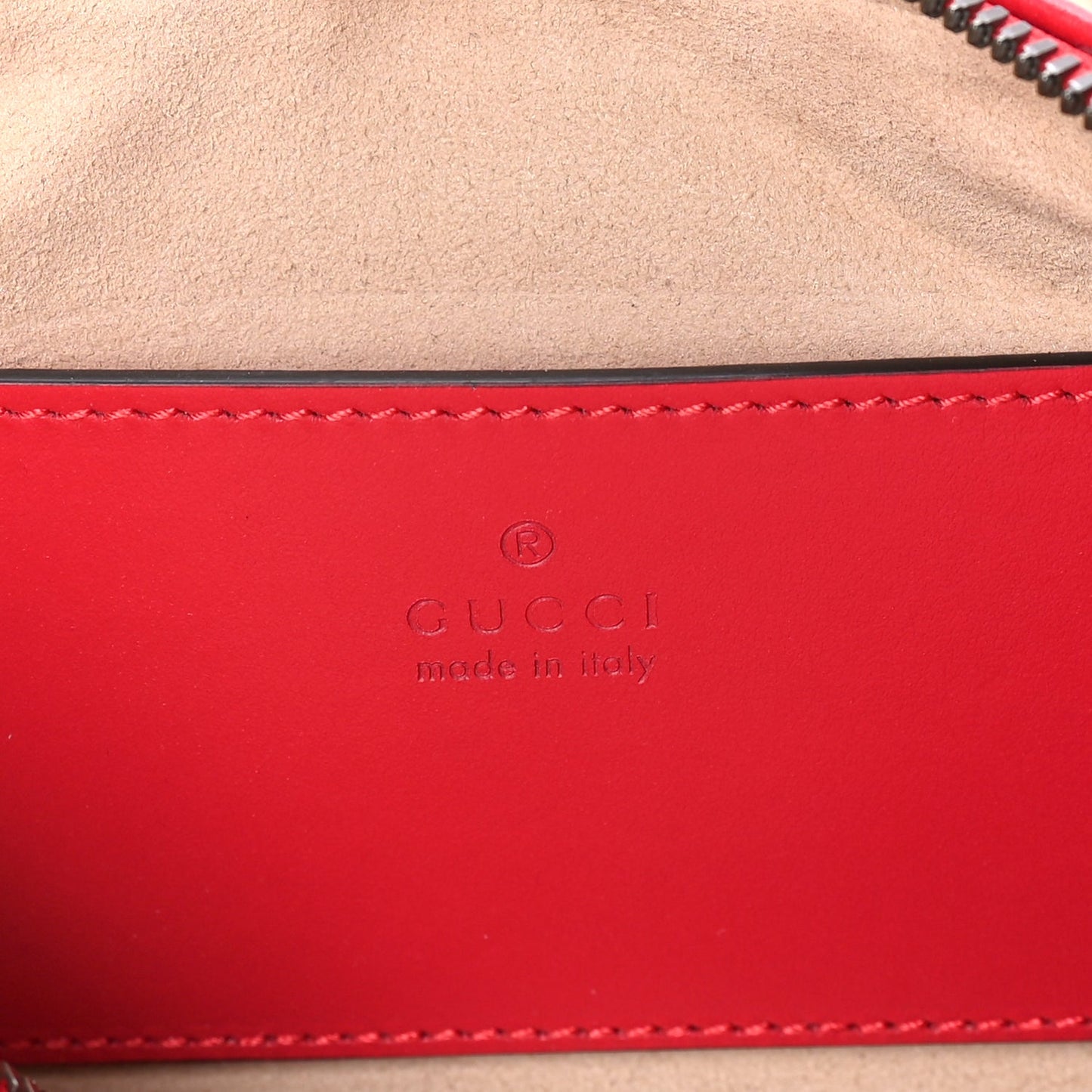 Gucci Calfskin Matelasse Chevron GG Marmont Sling Shoulder Bag  Rosso