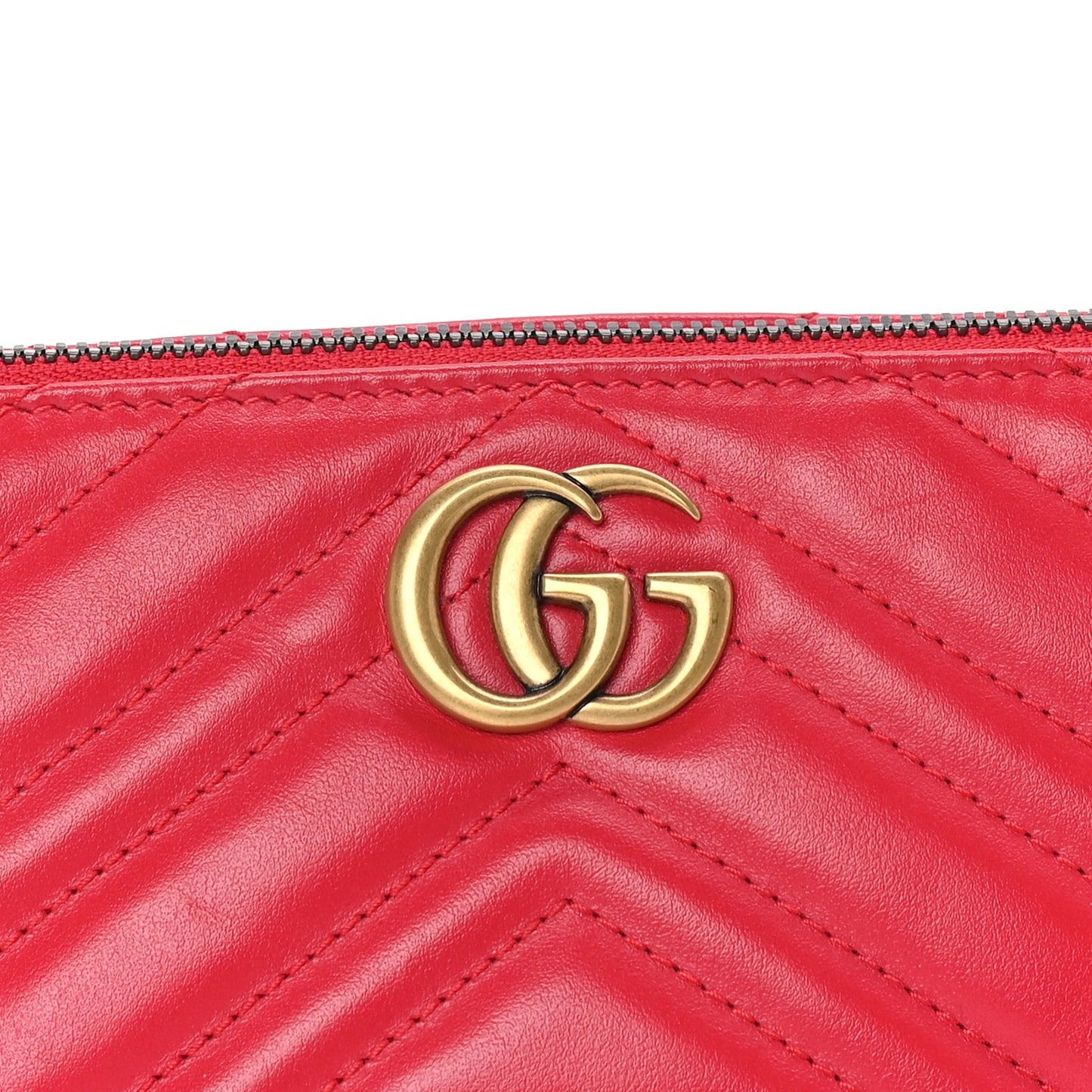 Gucci Calfskin Matelasse Chevron GG Marmont Sling Shoulder Bag  Rosso