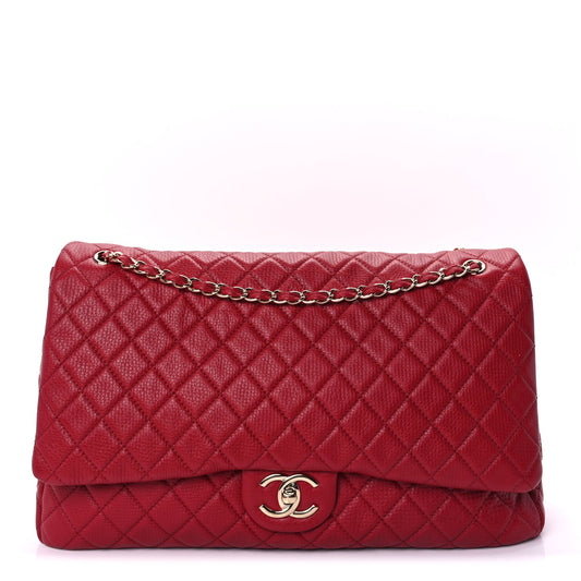 Chanel Calfskin Quilted XXL Travel Flap Bag  Red