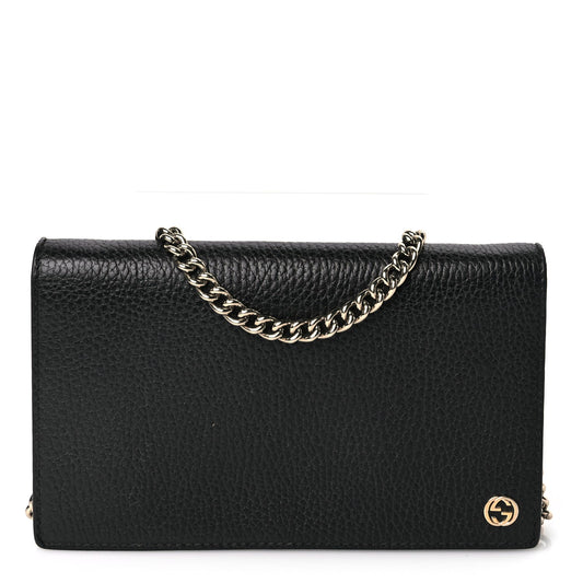 Gucci Dollar Calfskin Medium Betty Chain Wallet Black