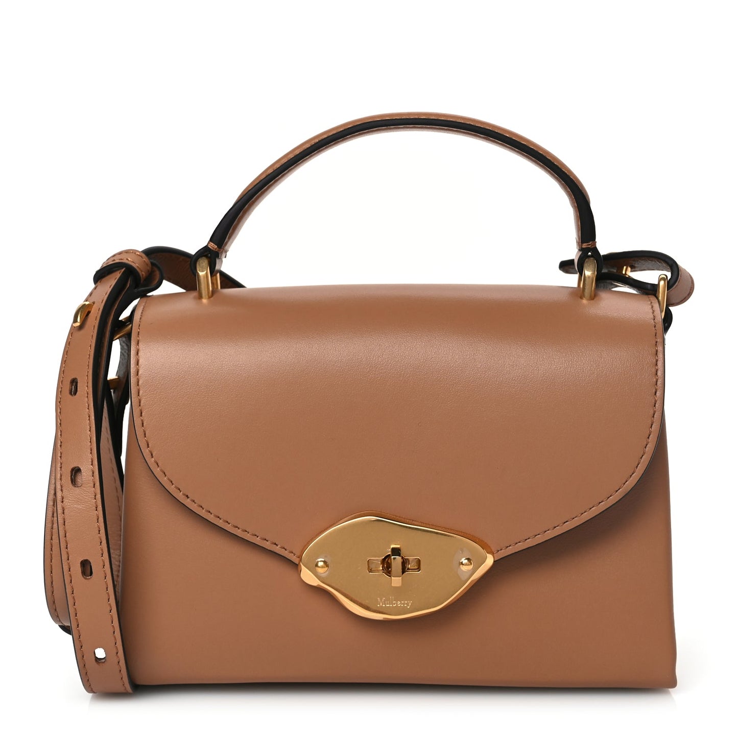 Mulberry High Gloss Calfskin Lana Small Top Handle Sable