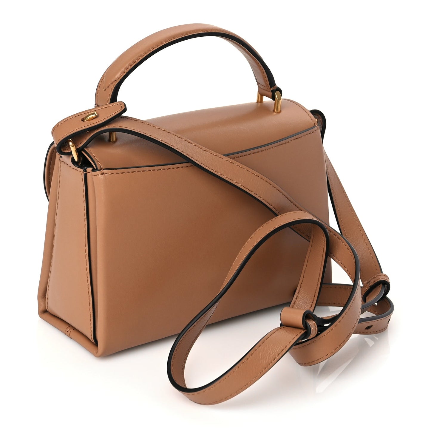 Mulberry High Gloss Calfskin Lana Small Top Handle Sable