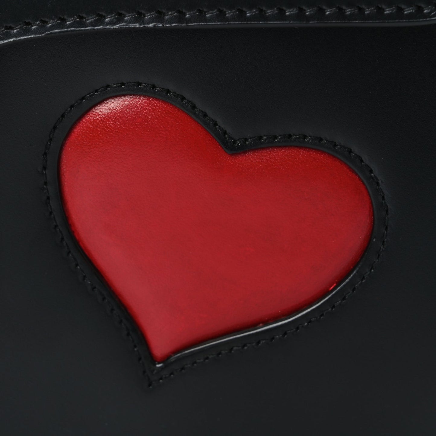 Gucci Knight Calfskin Malaga Kid Heart Medium GG Marmont Chain Handle Bag Black Hibiscus Red Multicolor