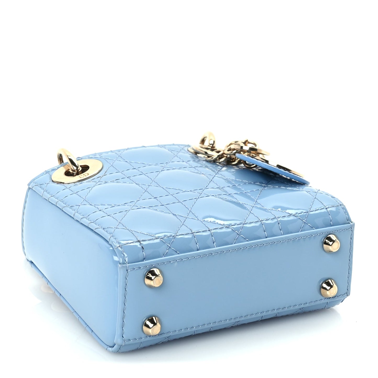 Christian Dior Patent Cannage Micro Lady Dior  Cornflower Blue