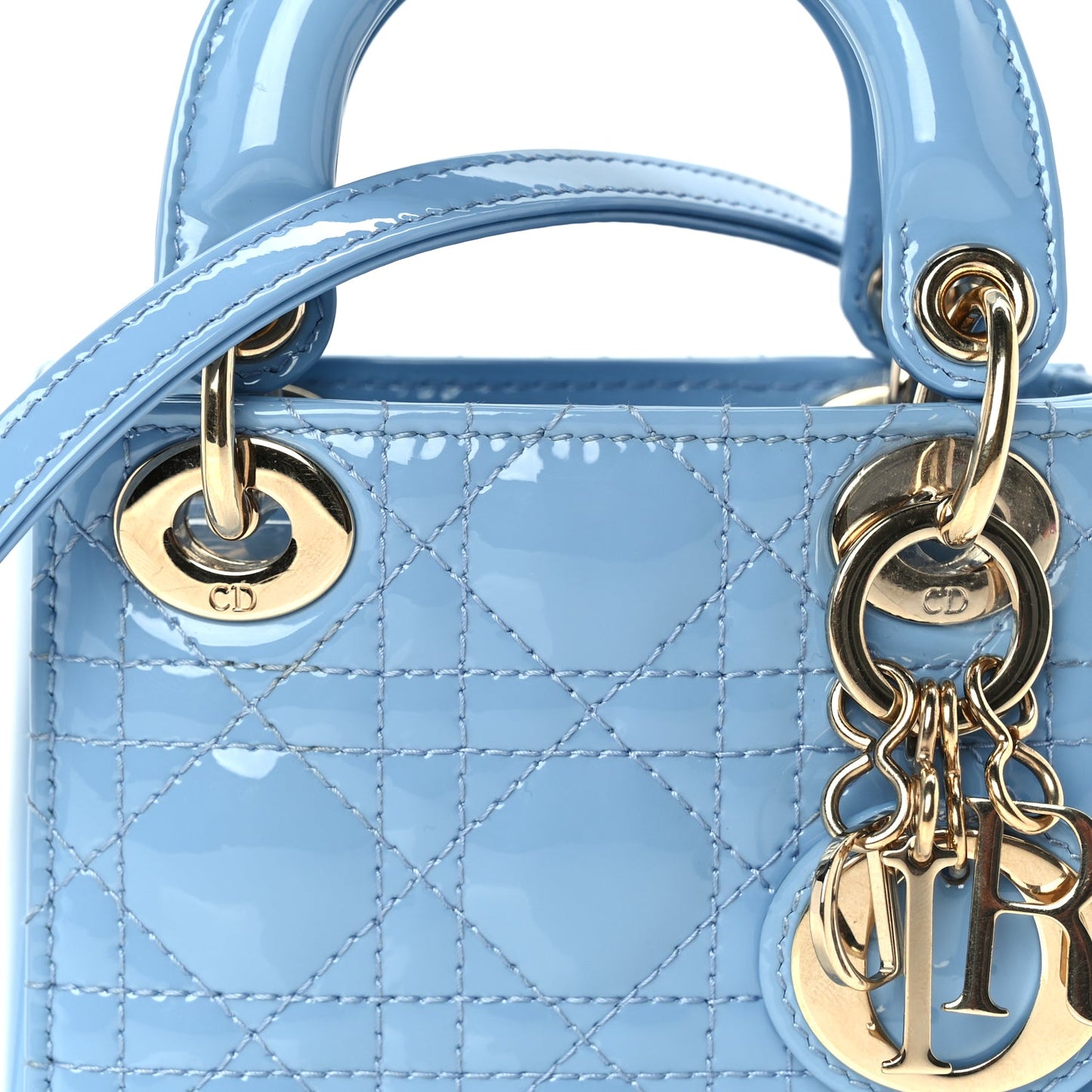 Christian Dior Patent Cannage Micro Lady Dior  Cornflower Blue