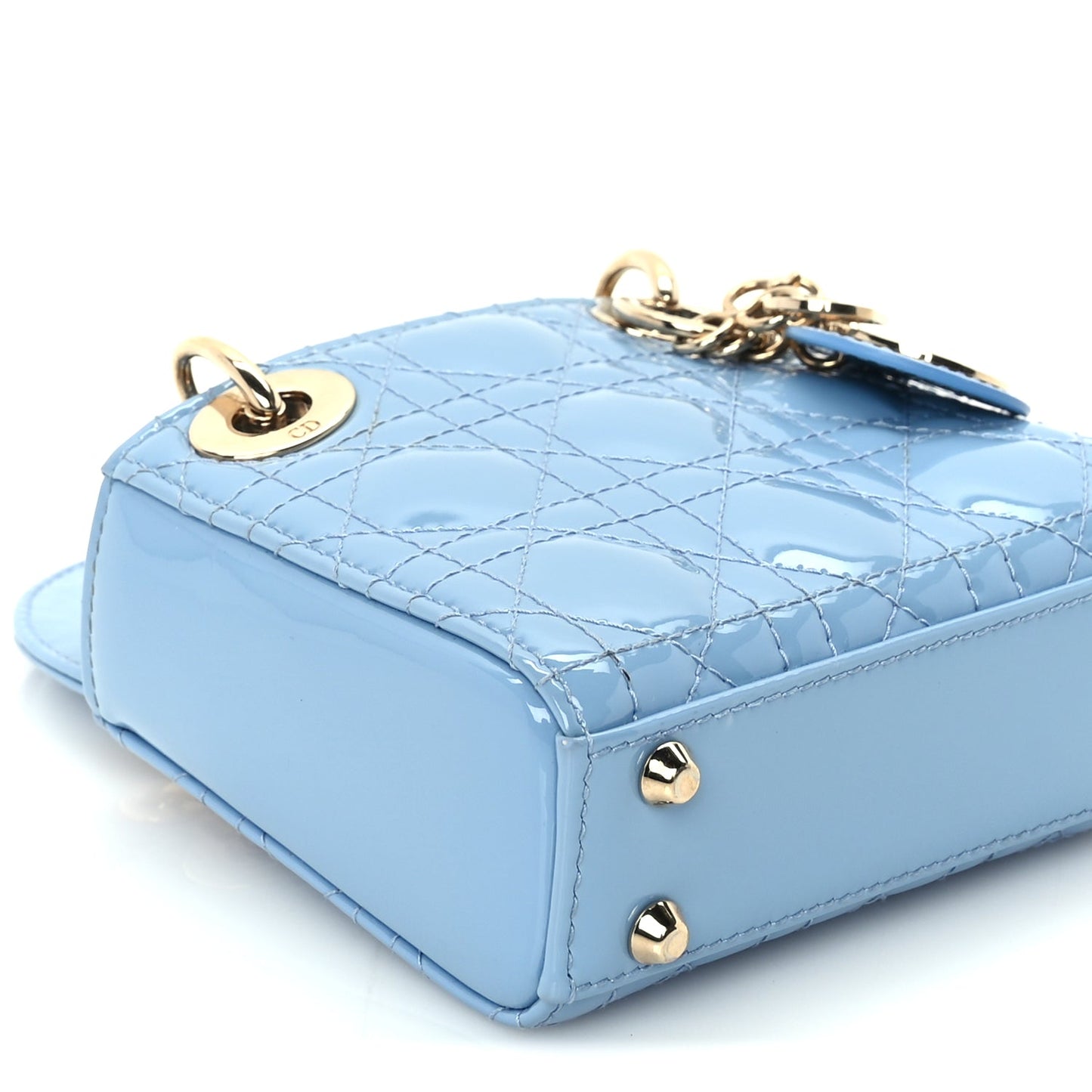 Christian Dior Patent Cannage Micro Lady Dior  Cornflower Blue