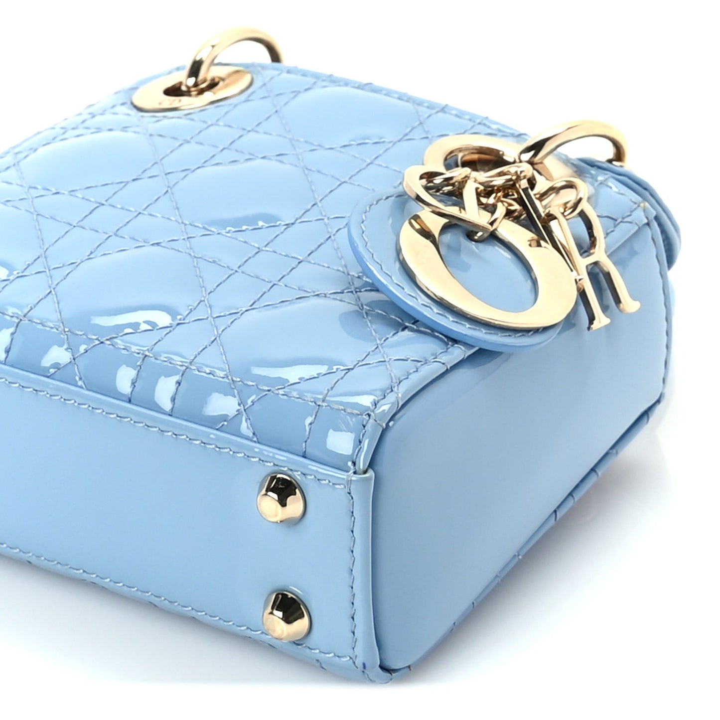 Christian Dior Patent Cannage Micro Lady Dior  Cornflower Blue