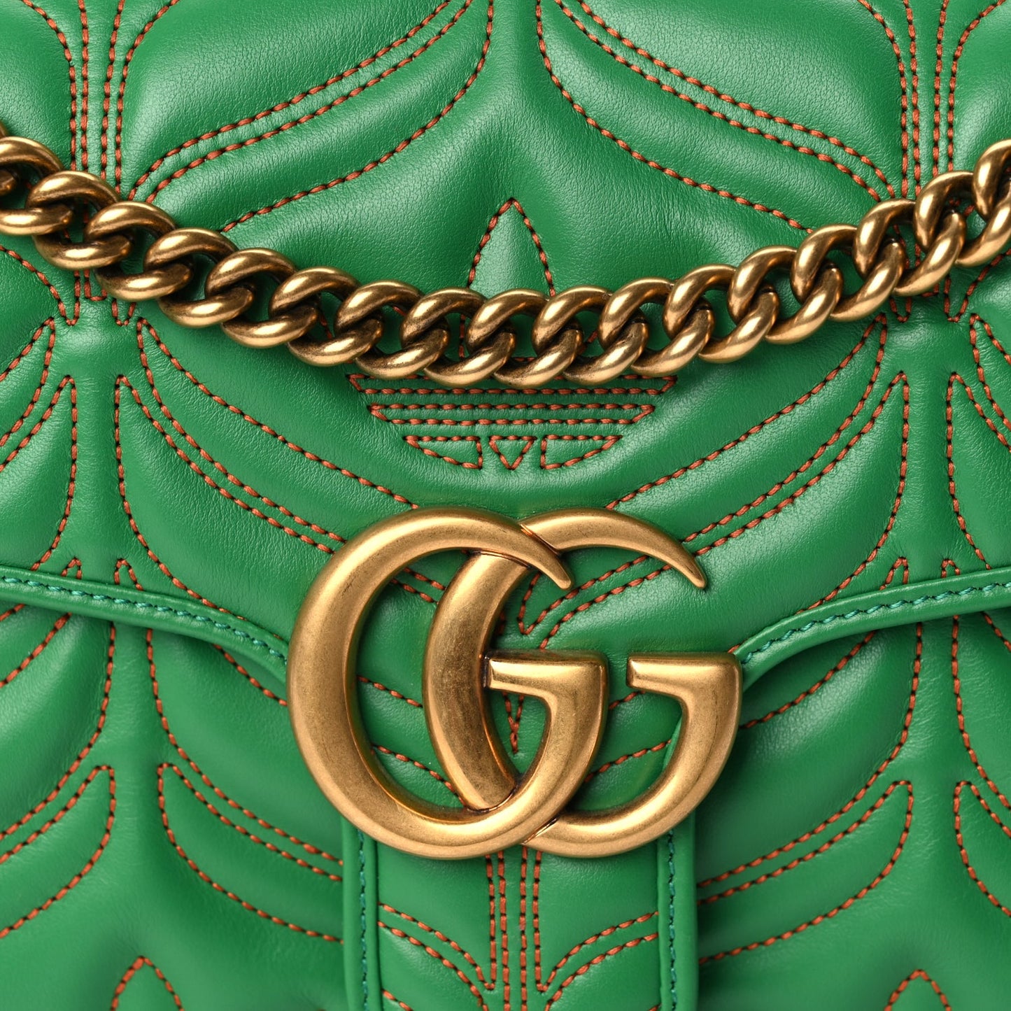 Gucci X Adidas Calfskin Matelasse Small GG Marmont Shoulder Bag Green