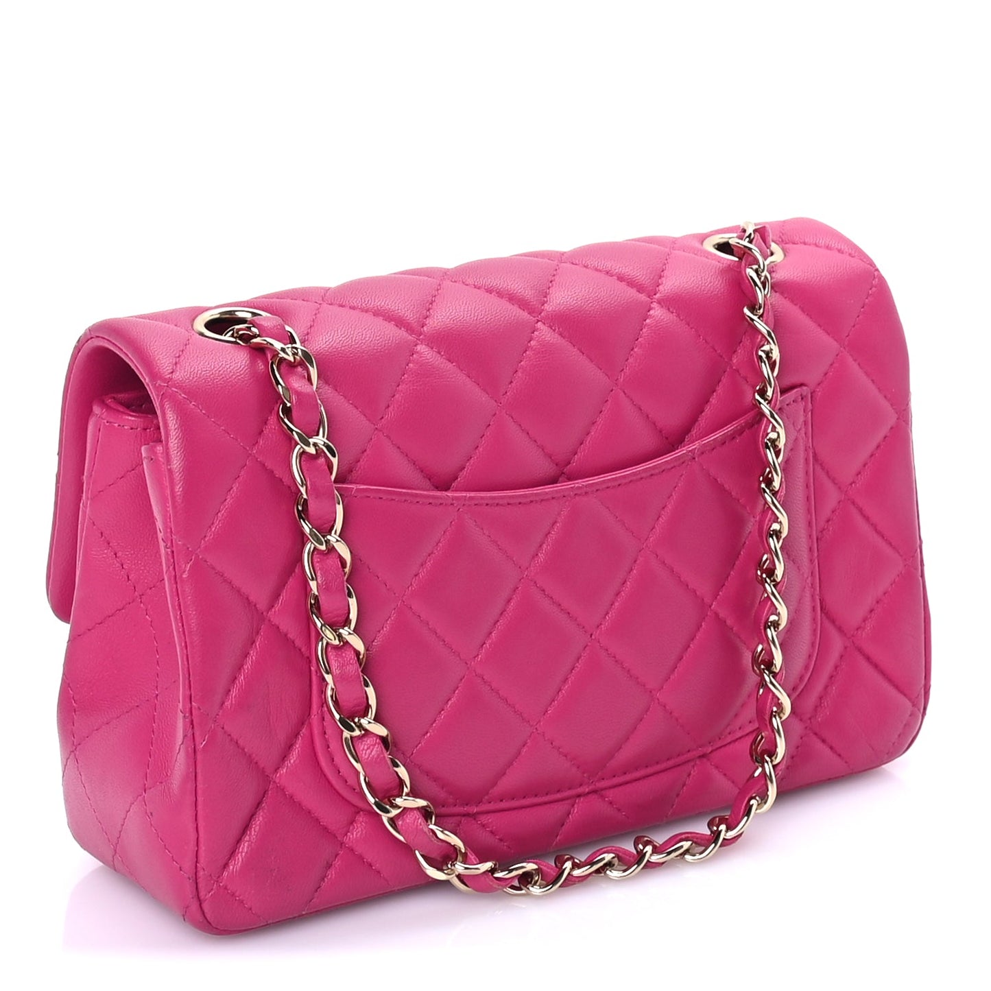 Chanel Lambskin Quilted Mini Rectangular Flap Dark Pink