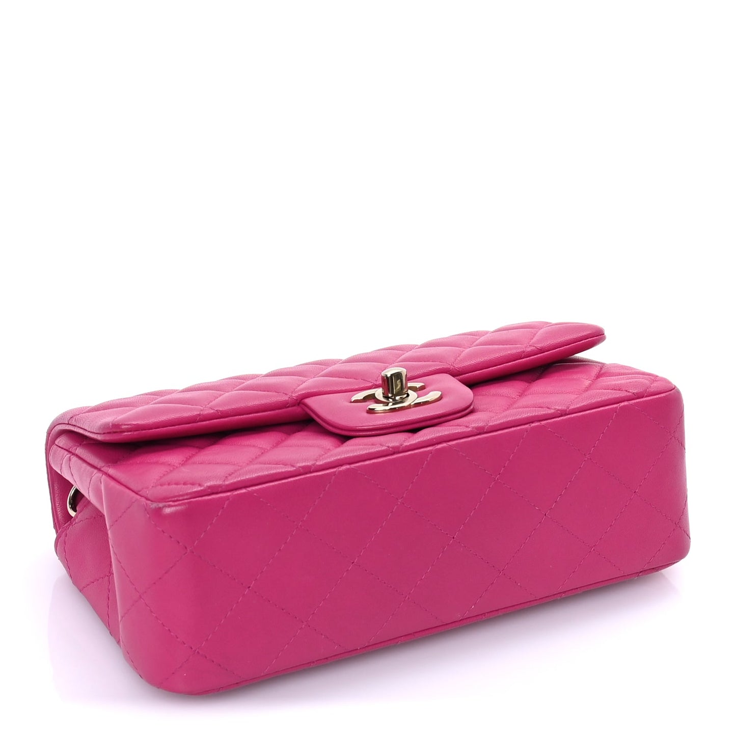 Chanel Lambskin Quilted Mini Rectangular Flap Dark Pink