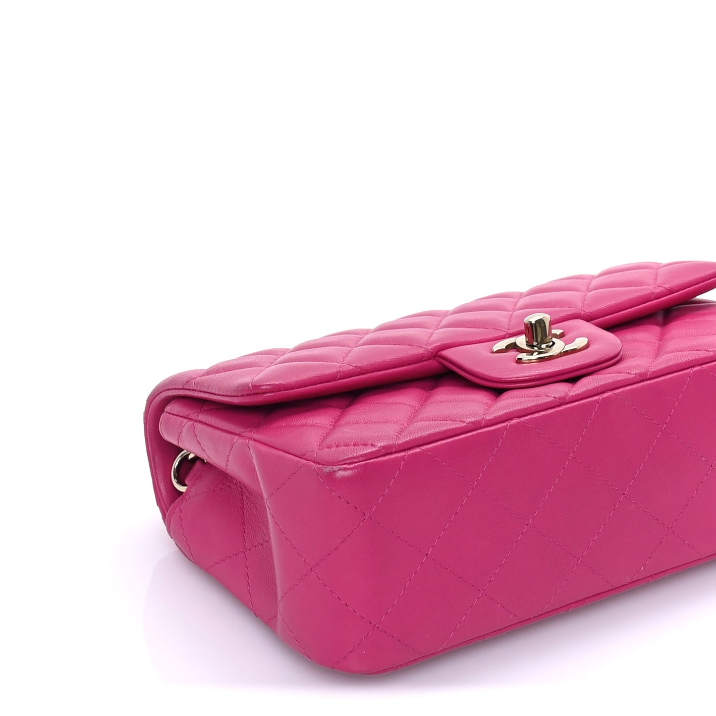 Chanel Lambskin Quilted Mini Rectangular Flap Dark Pink