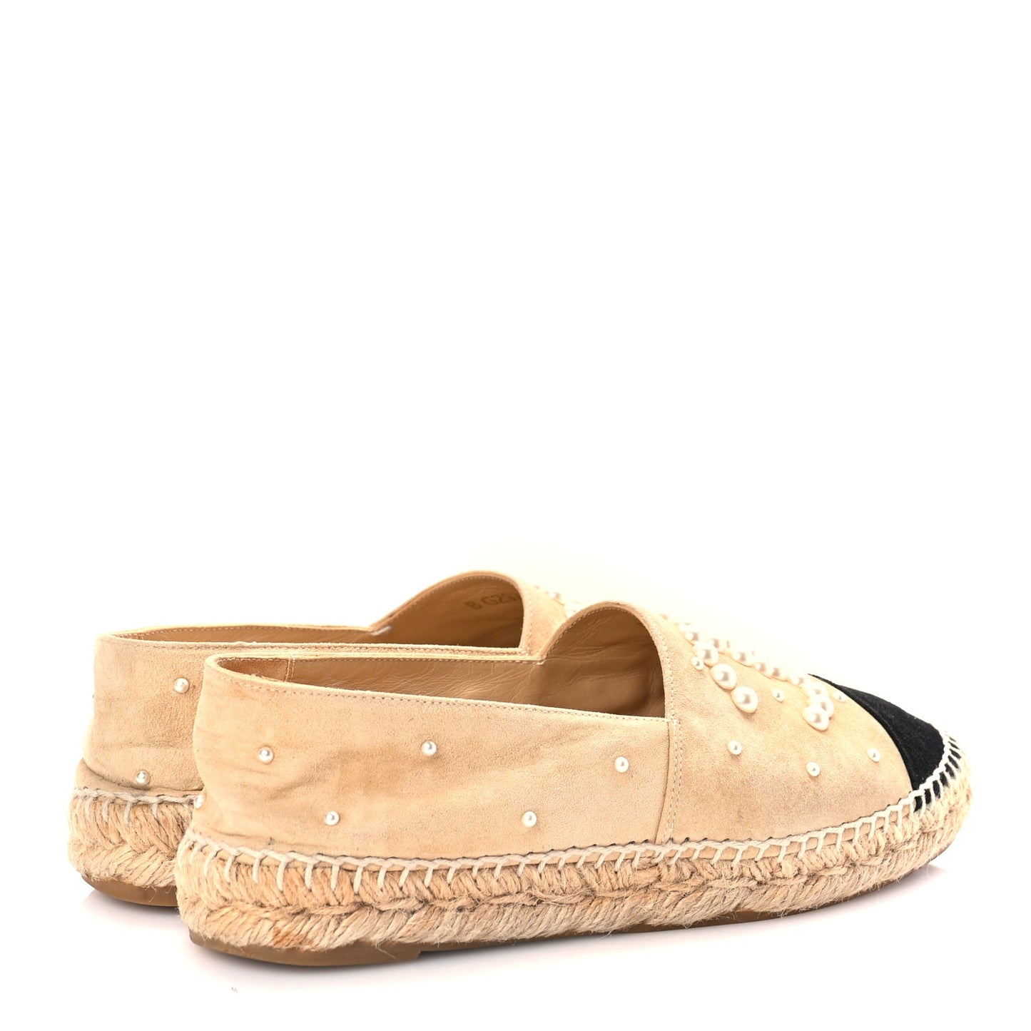 Chanel Suede Pearl CC Espadrilles 37 Beige Black